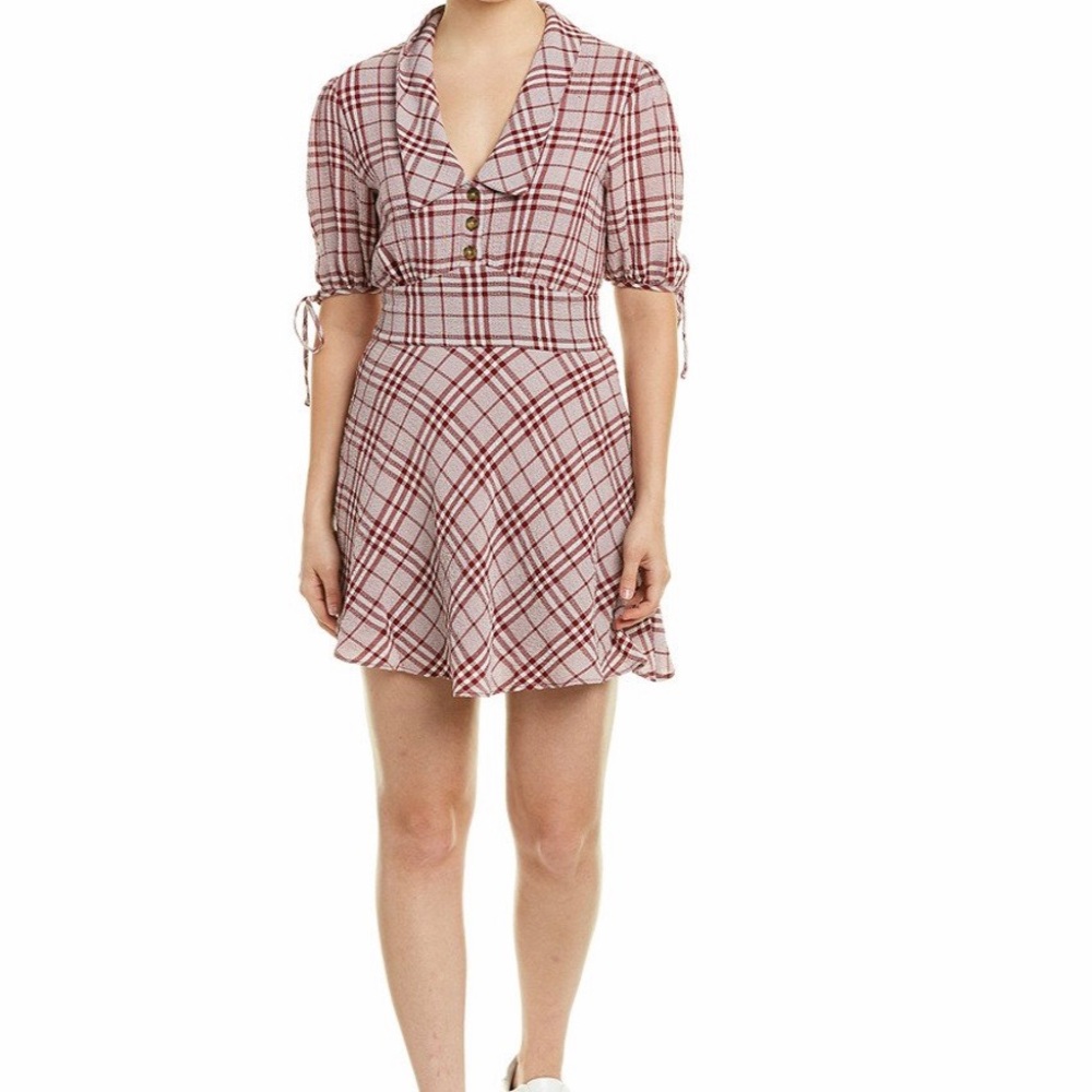 THE EAST ORDER RETRO STYLED PLAID MINI DRESS